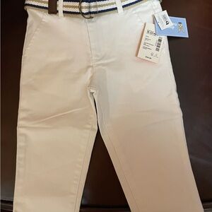 NWT! Gymboree White Toddler Boy Pants w/belt - 18-24 mth.